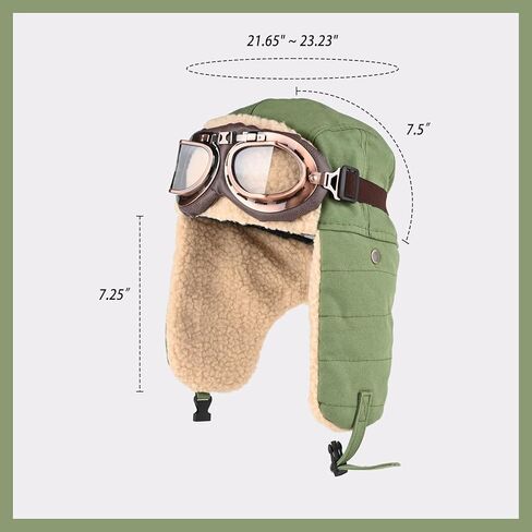 URAWOW شيربا طيار الصياد قبعة للرجال النساء نظارات التزلج الصيد Ushanka تروبر الروسية قبعة أفخم الرجعية فو الفراء in Kuwait