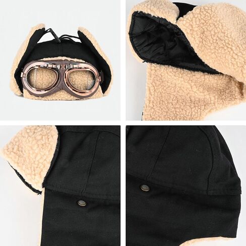 URAWOW شيربا طيار الصياد قبعة للرجال النساء نظارات التزلج الصيد Ushanka تروبر الروسية قبعة أفخم الرجعية فو الفراء in Kuwait
