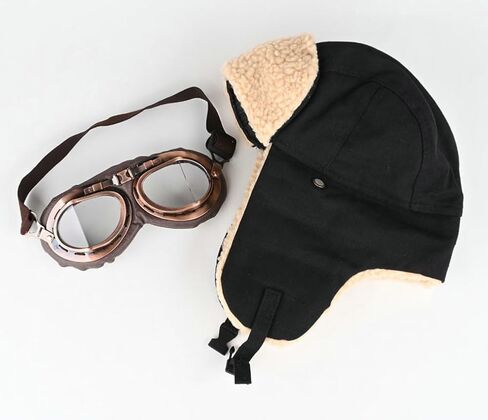 URAWOW شيربا طيار الصياد قبعة للرجال النساء نظارات التزلج الصيد Ushanka تروبر الروسية قبعة أفخم الرجعية فو الفراء in Kuwait