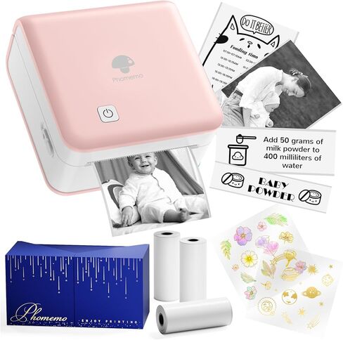 طابعة ملصقات Phomemo - طابعة صغيرة لطباعة الملصقات الحرارية وطابعة بلوتوث لملاحظات الدراسة والصور والقائمة والملصقات والهدايا، سماوي in Kuwait