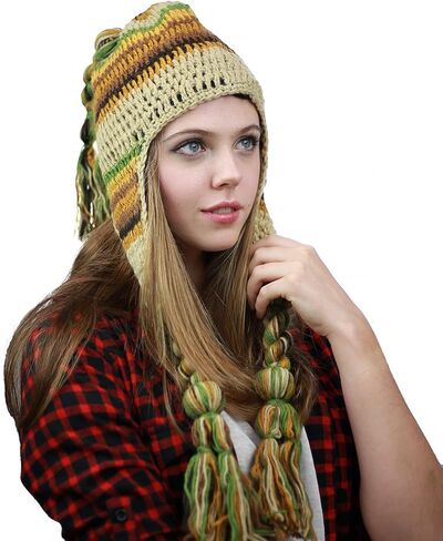 NYFASHION101 Handmade Multicolor Knit Nepal Ear Flaps Wool Fleece Lined Winter Hat in Saudi Arabia