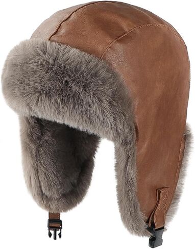 Ibluelover الصياد قبعة الدافئة الروسية Ushanka جندي قبعة فو الفراء إيرفلابس الصيد القبعات مقاوم للماء الشتاء التزلج الإسكيمو قبعة in Kuwait