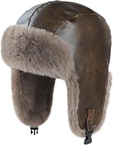 Ibluelover الصياد قبعة الدافئة الروسية Ushanka جندي قبعة فو الفراء إيرفلابس الصيد القبعات مقاوم للماء الشتاء التزلج الإسكيمو قبعة in Kuwait