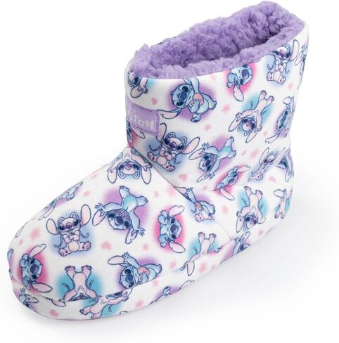 Disney Lilo & Stitch Girls Multicoloured Cosy High-Rise Slippers | Fluffy Indoor Footwear Featuring Stitch & Angel | Merch in Saudi Arabia