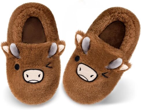 ZGDG Girls Slippers Plush House Slippers Faux Fur No-Slip Shoes Memory Foam Princess House Shoes for Bedroom Indoor Outdoor(Toddler/Little/Big Kid) in Kuwait