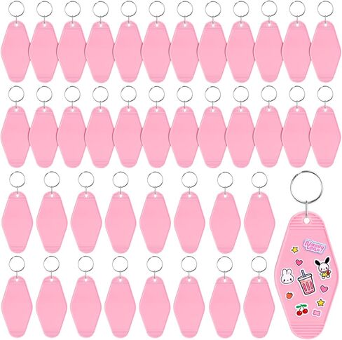 LOTMER 40 قطعة سلسلة مفاتيح فندق فارغة مع حلقات مفاتيح، 20 لونًا من البلاستيك المعين سلسلة مفاتيح موتيل لسلسلة مفاتيح DIY وعلامة الأمتعة in Kuwait