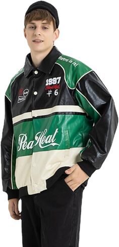 Varsity Jacket, Faux Leather Jacket Women 1997 Letter Print Spring Jackets for Men, Streetwear Bomber Coats in Saudi Arabia