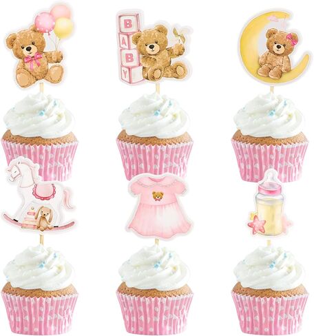 Snowflake Cupcake Toppers 24pcs Pink and Silver Glitter Winter Wonderland Cake Decorations Frozen Theme Cupcake Picks Winter Birthday New Year Christmas Party Favors in Kuwait