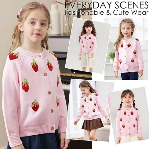 Danny D Girl Cute Pattern Knit Sweater Cardigan Chunky Warm Casual Crewneck Long Sleeve Knit Sweater Tops in Saudi Arabia