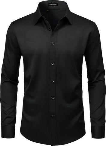 Men’s Wrinkle Free Dress Shirts Long Sleeve Stretch Non Iron Business Casual Wedding Button Down Shirt in Kuwait