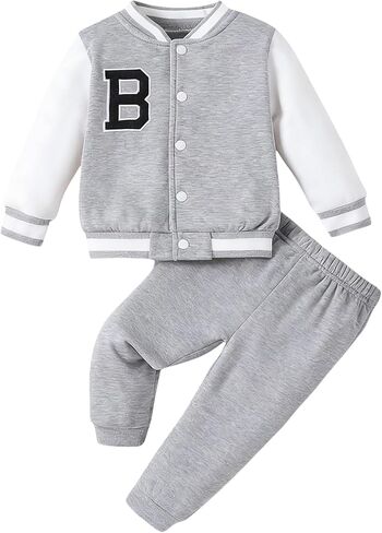 Toddler Boys Baseball Jacket and Pants Set,Letter Embroidered Varsity Outfit,Warm Fall Winter Clothes 2-8 Years in Kuwait