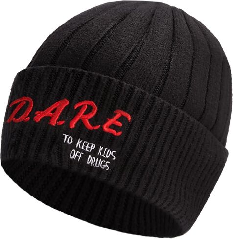 Embroidered Beanie Winter Hats for Men Women, Warm Cuffed Knit Hat Black Skull Cap in Saudi Arabia