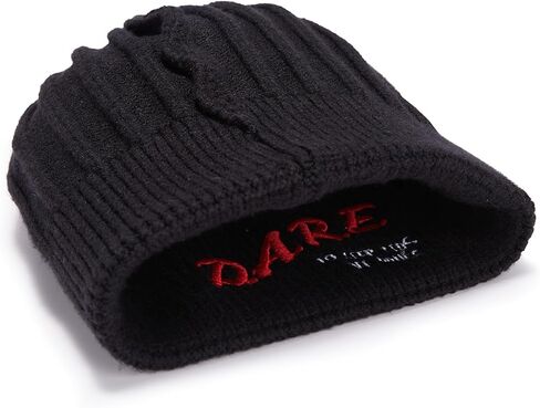 Embroidered Beanie Winter Hats for Men Women, Warm Cuffed Knit Hat Black Skull Cap in Saudi Arabia