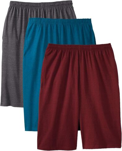 شورتات جيرسي طويلة وخفيفة الوزن للرجال من KingSize، 3 قطع - 7XL، ألوان متنوعة in Kuwait
