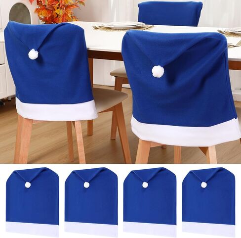 Christmas Chair Covers Set of 4 Santa Claus Hat Chair Back Covers Xmas Slipcover for Christmas Kitchen Dinning Room Decoration Table Decor(Pink) in Saudi Arabia