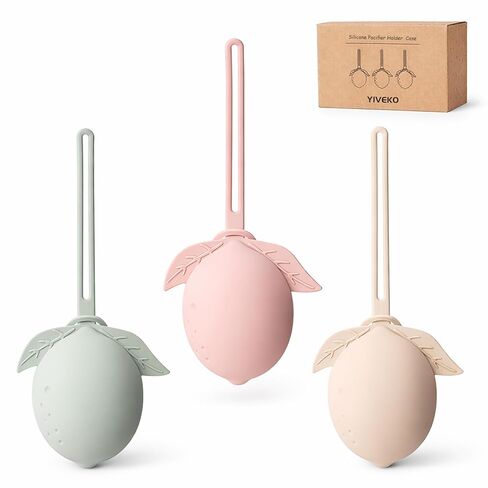 Silicone Pacifier Holder Case Binky Holder Silicone Pacifier Case for Boys Girls Portable Paci Pouch for Newborns 3 Pack-Ivory+Sage+Blush in Saudi Arabia