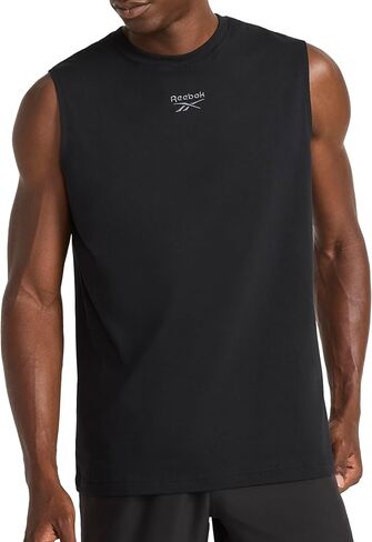 قميص بدون أكمام رجالي من Reebok Legacy بدون أكمام بياقة دائرية، مقاس قياسي، نسيج جيرسي قطني وبوليستر خفيف الوزن in Kuwait