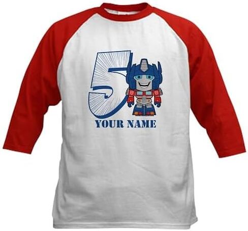 CafePress Custom Personalized Transformers 5 Optimus Prime Kids Cotton Baseball Jersey, 3/4 Raglan Sleeve Shirt in Saudi Arabia