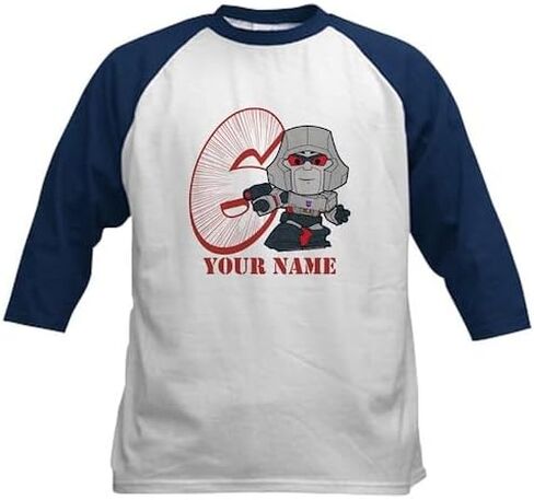 CafePress Custom Personalized Transformers 6 Megatron Perso Kids Cotton Baseball Jersey, 3/4 Raglan Sleeve Shirt in Saudi Arabia