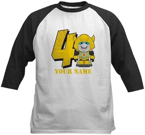 CafePress Custom Personalized Transformers 4 Bumblebee Pers Kids Cotton Baseball Jersey, 3/4 Raglan Sleeve Shirt in Kuwait
