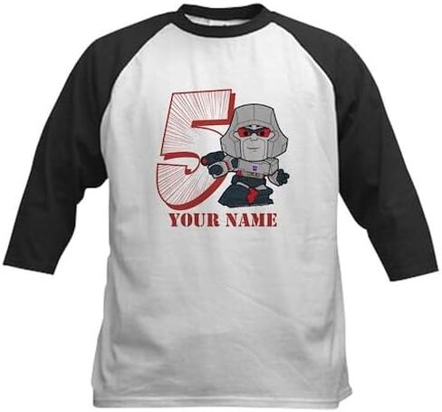 CafePress Custom Personalized Transformers 5 Megatron Perso Kids Cotton Baseball Jersey, 3/4 Raglan Sleeve Shirt in Saudi Arabia