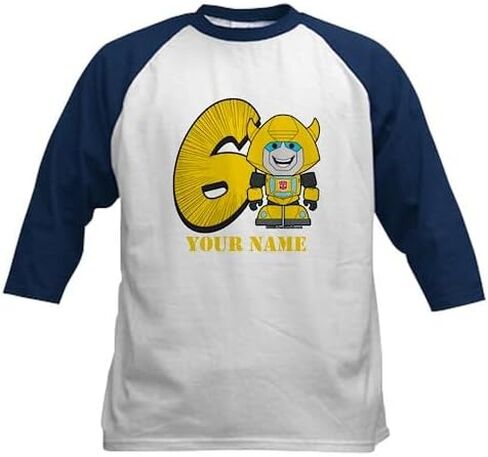 CafePress Custom Personalized Transformers 6 Bumblebee Pers Kids Cotton Baseball Jersey, 3/4 Raglan Sleeve Shirt in Saudi Arabia