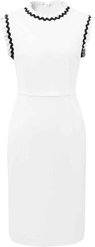 Women's Funeral Sleeveless Dress Contrast Color Ruffled Sheath Dresses in Saudi Arabia