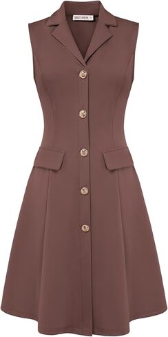 GRACE KARIN Work Dresses for Women 2026 Sleeveless Button Business Midi Dress Notch Lapel V Neck Formal Office A Line Dresses in Saudi Arabia