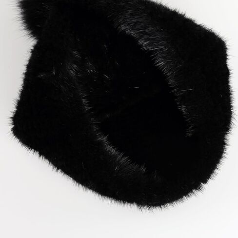 Women's Winter Genuine Mink Fur Knit Beanie Hat with Fox Fur Pom Stretch Warm Cap in Saudi Arabia