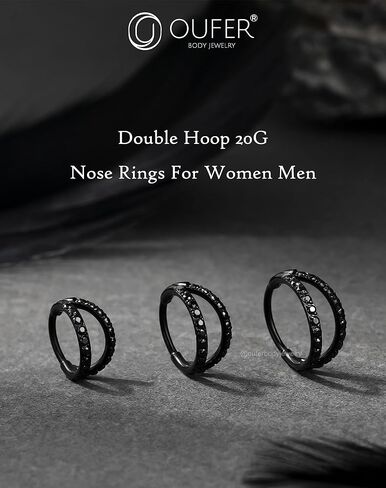 OUFER Double CZ Hoop Piercing Jewelry, Halloween & Christmas 20G Nose Rings (6MM 7MM 8MM), Classic 16G 18G 20G Cartilage Earrings (6MM–12MM), Surgical Steel Helix Tragus Lip Hoops for Women Men in Saudi Arabia