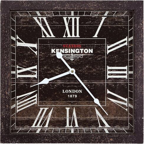 Yosemite Home Decor Square Wooden Wall Clock, White Frame, White Face, Black Text, Black Hands 2.5 x 16 x 16 in Saudi Arabia