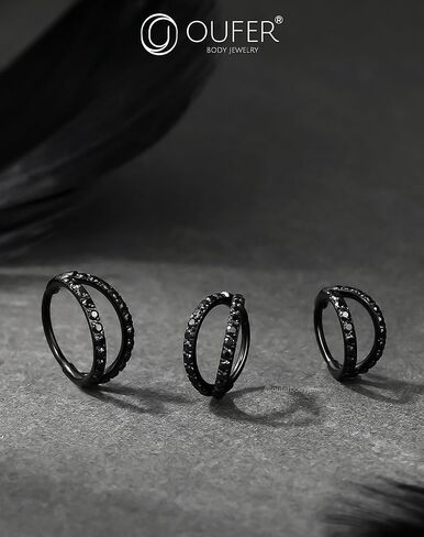 OUFER Double CZ Hoop Piercing Jewelry, Halloween & Christmas 20G Nose Rings (6MM 7MM 8MM), Classic 16G 18G 20G Cartilage Earrings (6MM–12MM), Surgical Steel Helix Tragus Lip Hoops for Women Men in Saudi Arabia