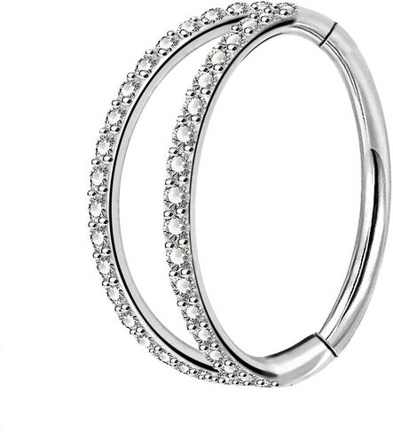 OUFER Double CZ Hoop Piercing Jewelry, Halloween & Christmas 20G Nose Rings (6MM 7MM 8MM), Classic 16G 18G 20G Cartilage Earrings (6MM–12MM), Surgical Steel Helix Tragus Lip Hoops for Women Men in Saudi Arabia