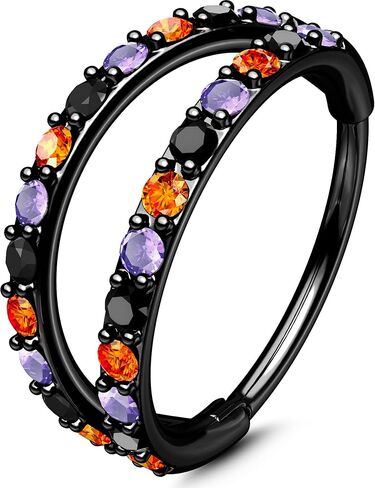 OUFER Double CZ Hoop Piercing Jewelry, Halloween & Christmas 20G Nose Rings (6MM 7MM 8MM), Classic 16G 18G 20G Cartilage Earrings (6MM–12MM), Surgical Steel Helix Tragus Lip Hoops for Women Men in Saudi Arabia