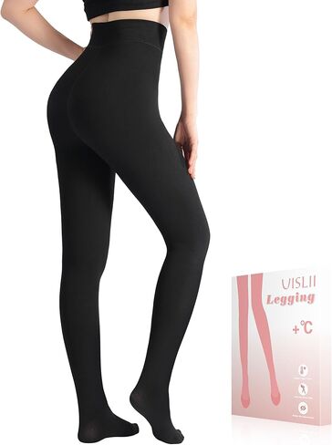 Womens Opaque Fleece Lined Tights, Winter Thermal Pantyhose in Classic Colors – Thick Warm Leggings for Cold Weather in Kuwait