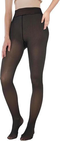 Womens Fleece-Lined Fake Translucent Tights High Waisted Tummy Control Soft Thick Warm Thermal Winter Tights for Women in Saudi Arabia