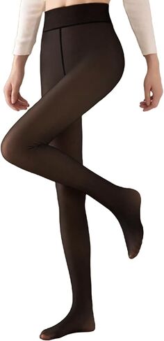SHENHE Women's Fleece Lined Tights Fake Translucent Warm Pantyhose Leggings Thick Tights in Saudi Arabia