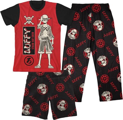 Bioworld One Piece (Animated Series) All-Over Print Boy's 3-Piece Pajama Set in Saudi Arabia