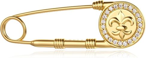 Cicy Bell المرأة 18K مطلية بالذهب بروش دبابيس فلور دي ليز مكعب زركونيا شارة دبابيس مستديرة الأزهار السلامة التلبيب دبابيس مجوهرات دبوس كليب الهدايا in Saudi Arabia