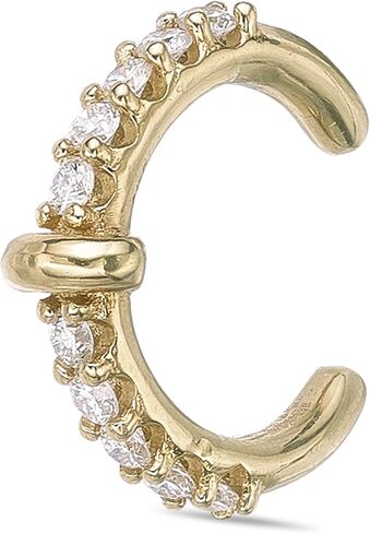 سوار أذن من الألماس 1/20 قيراط من Lavari Jewellers للنساء - غطاء أذن من الفضة الإسترلينية عيار 18 قيراط مطلي بالذهب الأصفر عيار 925 من الفضة الإسترلينية للنساء - مجوهرات مضادة للحساسية - تصميم عصري أنيق in Saudi Arabia