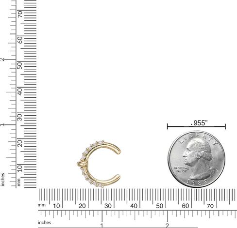 سوار أذن من الألماس 1/20 قيراط من Lavari Jewellers للنساء - غطاء أذن من الفضة الإسترلينية عيار 18 قيراط مطلي بالذهب الأصفر عيار 925 من الفضة الإسترلينية للنساء - مجوهرات مضادة للحساسية - تصميم عصري أنيق in Saudi Arabia