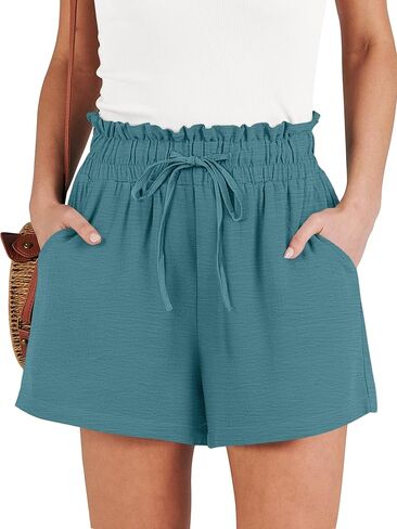 ANRABESS Shorts for Women Summer Casual High Waisted Wide Leg Drawstring Lounge Shorts Comfy 2026 Beach Vacation Clothes in Saudi Arabia