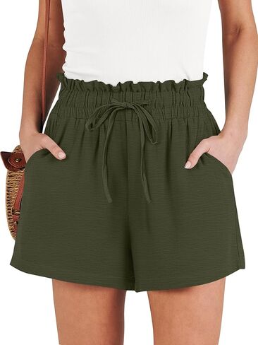 ANRABESS Shorts for Women Summer Casual High Waisted Wide Leg Drawstring Lounge Shorts Comfy 2026 Beach Vacation Clothes in Saudi Arabia
