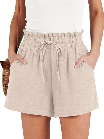 ANRABESS Shorts for Women Summer Casual High Waisted Wide Leg Drawstring Lounge Shorts Comfy 2026 Beach Vacation Clothes in Saudi Arabia