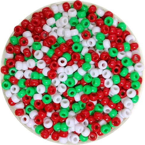 1200Pcs Winter Blue Pony Beads, Plastic Beads for Bracelets Jewelry Making, Pony Beads Bulk Holiday Beads for Crafts - Blue and White Christmas Beads Holiday Party Decorations in Saudi Arabia
