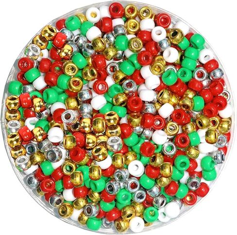 1200pcs حبات المهر الأزرق الشتاء ، حبات بلاستيكية لصنع المجوهرات ، حبات المهر ، حبات العطلات المجمعة للحرف اليدوية - زخارف عيد الميلاد الأزرق والأبيض. in Kuwait