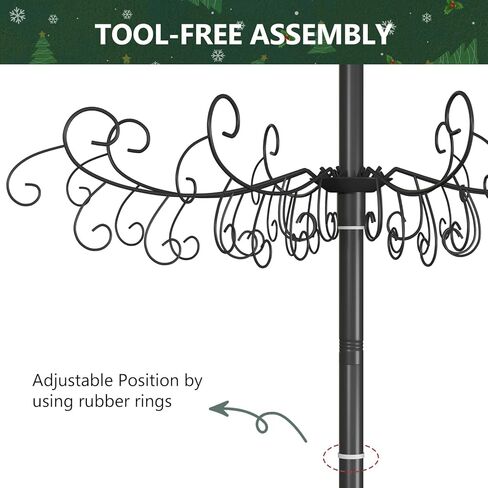DoCred 7 Ft Metal Ornament Display Stand Wrought Iron Christmas Tree Ornament Holder Hanger Wire Hanging for Halloween Glass Balls Decorations Gift - Black in Saudi Arabia