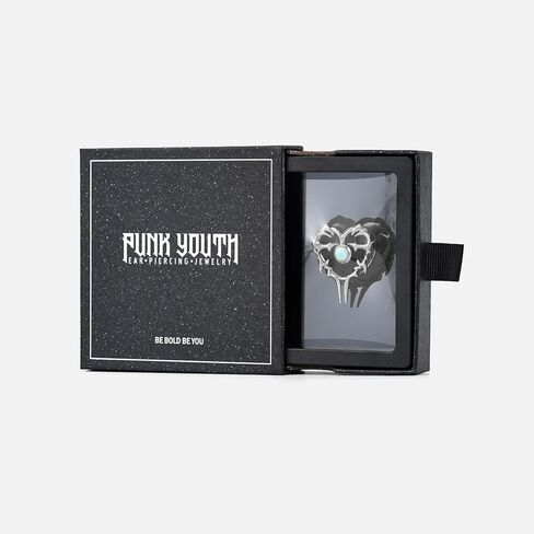 PUNKYOUTH Thorned Heart Ear Tunnels – Gothic Romantic Plugs with Spikes & Opal Gem, Elegant Baroque Big Gauge Jewelry for Women Men, 0g–1 Inch Stretching Piercing in Saudi Arabia