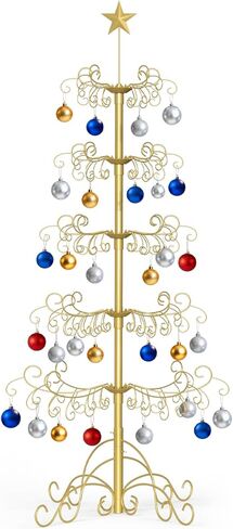 DoCred 7 Ft Metal Ornament Display Stand Wrought Iron Christmas Tree Ornament Holder Hanger Wire Hanging for Halloween Glass Balls Decorations Gift - Black in Saudi Arabia