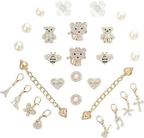 Bling Shoe Charms for Women,Gold Jewelry Shoe Accessories for Girly,Shoe Accessories With Holes,Sneakers and Socks Charms in Saudi Arabia